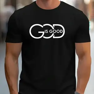 [100% Cotton][Graphic Tee]  Urban Street Style & Faith Statement Top - ‘GOD IS GOOD’ in Bold Print for a Confident Look,Personalized short-sleeved T-shirt for casual daily wear. Soft and comfortable. Ideal for sports and casual occasions.