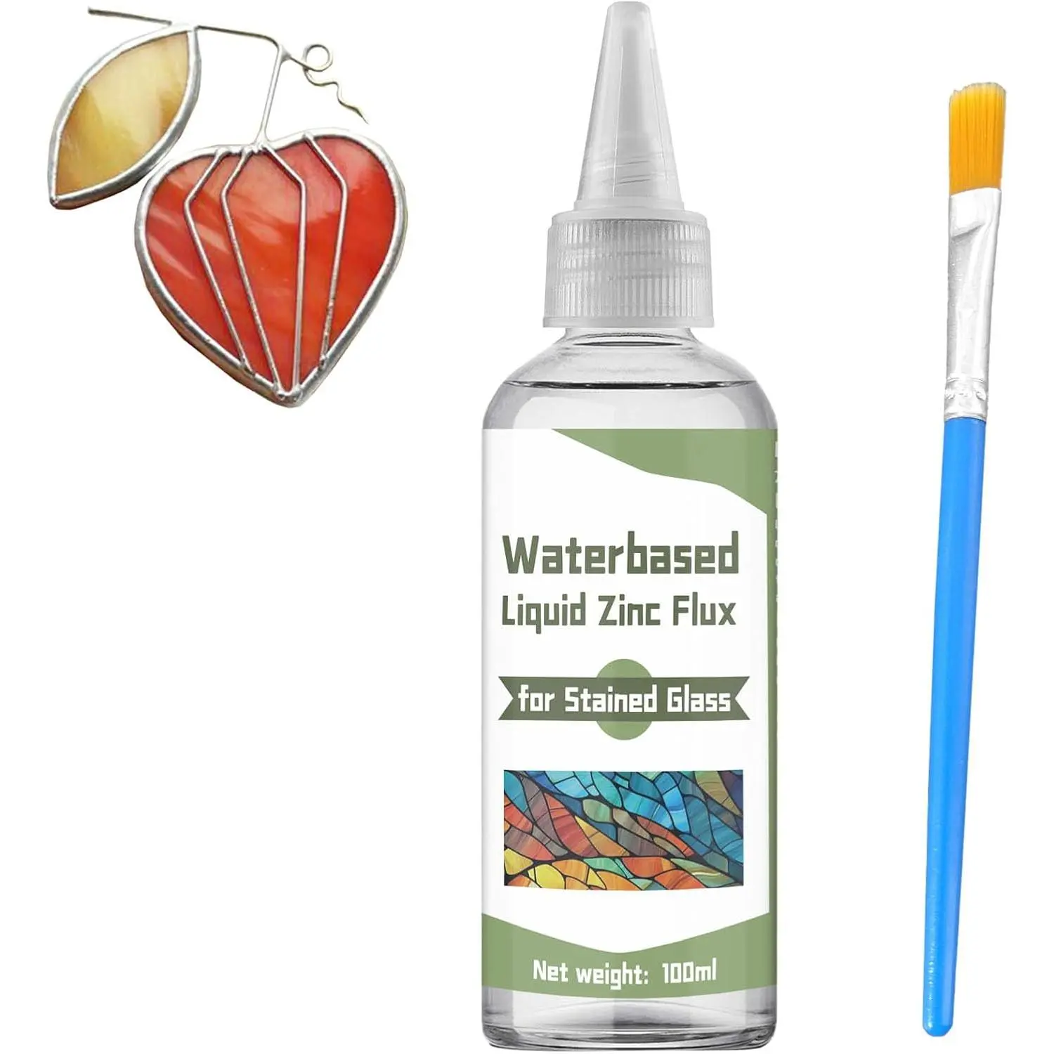 100ml Liquid Flux Soldering Waterbased Liquid Zinc Flux for Stained Glass Soldering Work Glass Repair Stained Glass Tools and Supplies