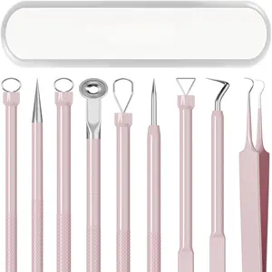 Pimple Popper Tool Kit Blackhead Remover Tools (5 Piece Kit), Professional Stainless Black Head Remover for face, Risk Free Treatment Pimple Extractor with Tweezers
