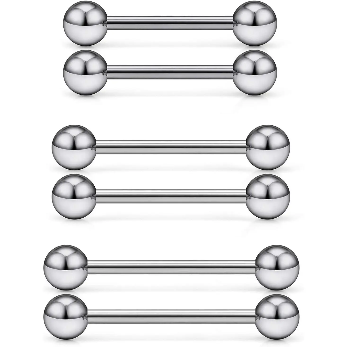 16G 14G 12G Titanium Tongue Rings Nipple Piercings Externally/Internally Threaded G23 Hypaollergenic Nipple Tongue Barbells Piercing Jewelry for Women Men 12mm 14mm 16mm 19mm Bars