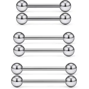 16G 14G 12G Titanium Tongue Rings Nipple Piercings Externally/Internally Threaded G23 Hypaollergenic Nipple Tongue Barbells Piercing Jewelry for Women Men 12mm 14mm 16mm 19mm Bars