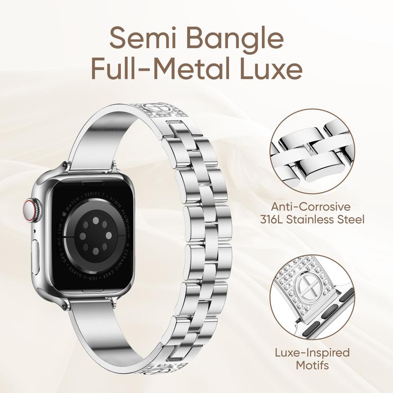 MISSAIR Luxury Diamond Band Compatible with Apple Watch Series 11-1 SE & Ultra - Elegant Stainless Steel Bracelet Wristband For Women's Christmas Gift