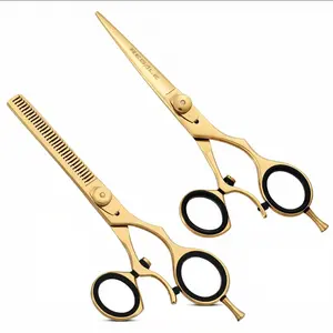 Professional Gold Swivel Thumb Barber Shear Set - Gold