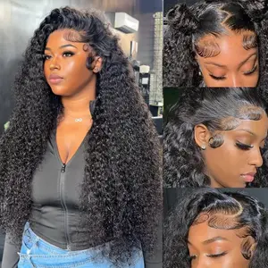 Water Wave 13x6 Lace Front Wigs Human Hair Pre Plucked with Baby Hair 180 Density Curly HD Transparent Lace Frontal Wigs Wet and Wavy Human Hair Wig for Women