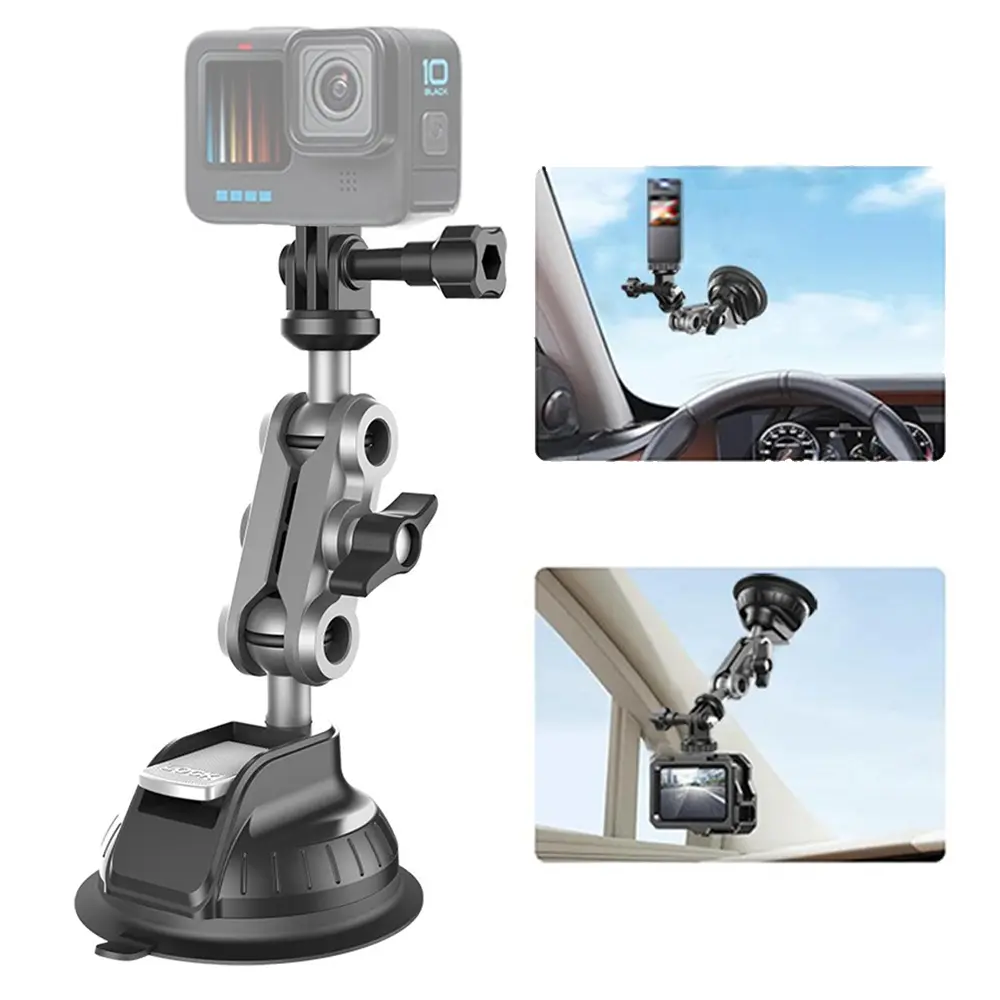 360° Adjustable Car Camera Mount for Car Windshield Dashboard 1/4" Suction Cup Mount for Go pro Action Camera