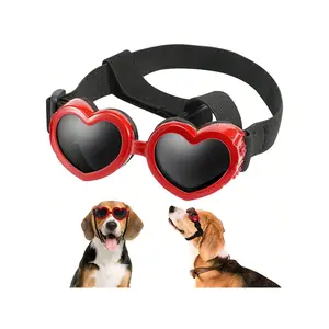 Dog Sunglasses Dog Goggles, UV Protection Doggy Sunglasses Love Shaped Dog Sunglasses Fashionable Vintage Pet Glasses Eye Wear Protection With Adjustable Strap For Small Or Medium Dog