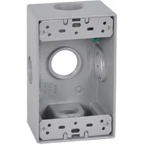 212 MAIN Hubbell Electrical FSB75-5X 1 Gang Rectangular Weatherproof Socket Holder - Gray 5-Hole Power Outlet Box