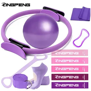 Women's Home Pilates Set - 12 Piece Pilates Equipment Set with Ring and Ball, 5 Resistance Bands, Beginner Home Exercise Muscle Training Equipment