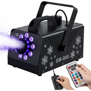 900W High Output Snow Machine with 9 LED Lights & Remote - Indoor/Outdoor Artificial Snow Maker for Christmas, Parties, Parades - Heavy Duty Snowflake Machine