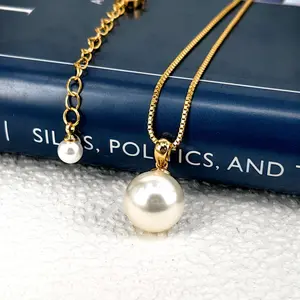 Women's Fashion Bamboo Chain Pearl Pendant Necklace, Minimalist Versatile Clavicle Chain