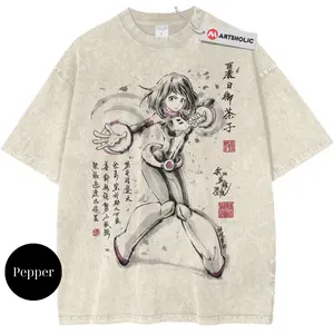 Ochaco Uraraka Shirt, My Hero Academia Shirt, Anime Shirt, Vintage T-Shirt Tropical Casual Cotton Crewneck Shortsleeve Menswear Top