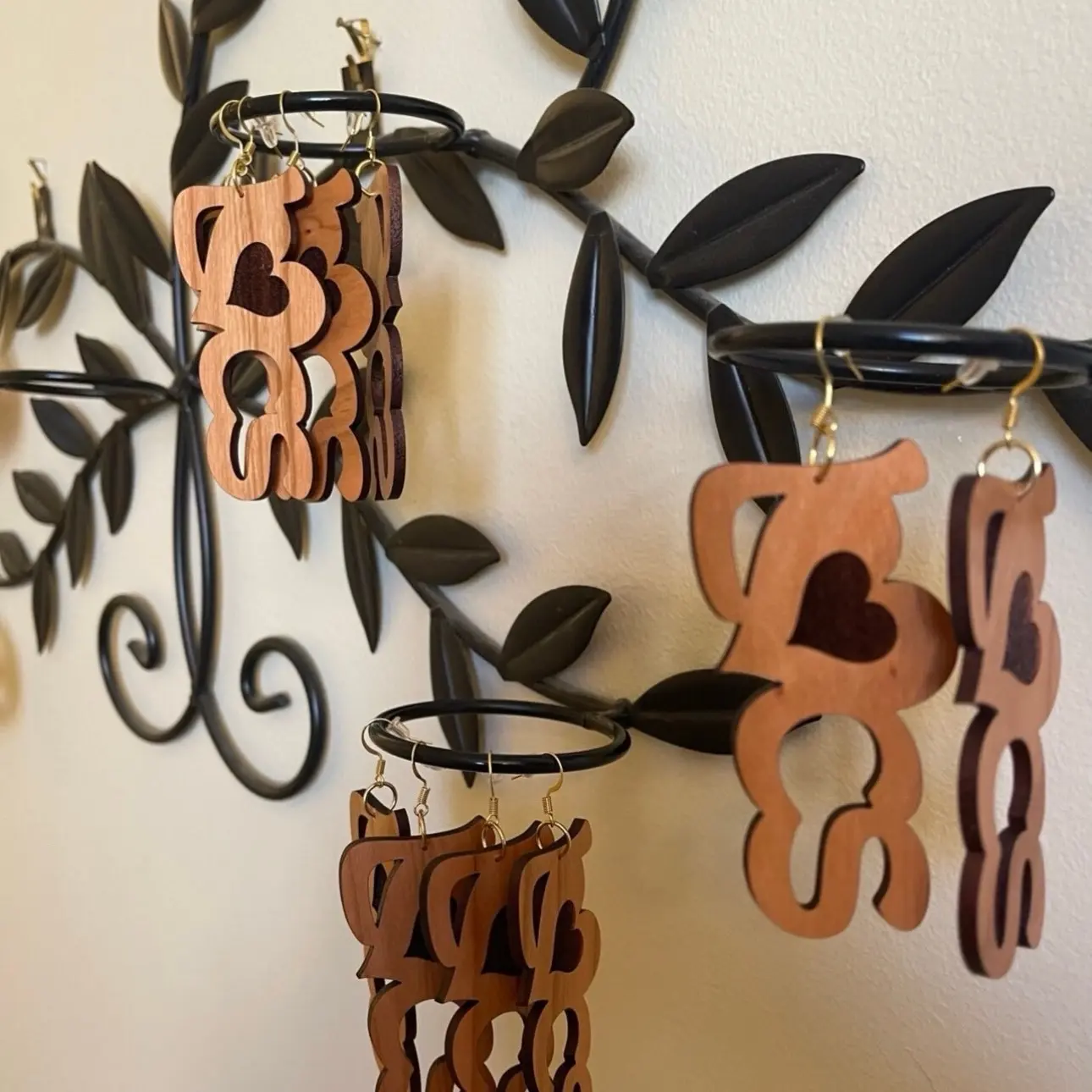 Love Locs Cherry wood Dangler earrings