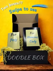 Doodle Box — Custom Pet Art Subscription Box for Dog Moms & Cat Dads Includes Artwork Stickers Toy Treat Mini Canvas & Surprise Item Perfect for Pet Lovers