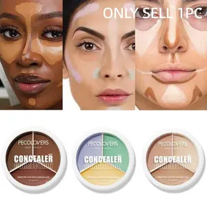 Tri-color Concealer Palette Eyeshadow Palette Pearlescent Matte Contour Concealer With Brush Dark Circles Concealer Cream Luminous Matte Concealer
