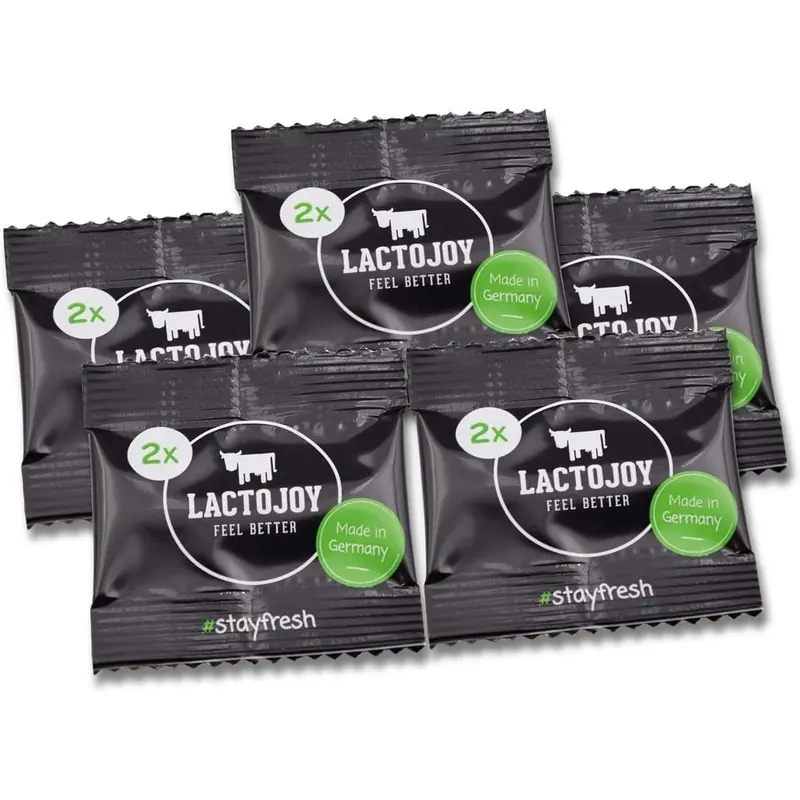 Lactase Pills I Powerful Lactase Enzymes for Lactose Intolerance I for Improved Digestion I No Silicon Dioxide, No Artificial Flavors I Vegan I Sample-Package of 5 Sachets à 2 Tablets