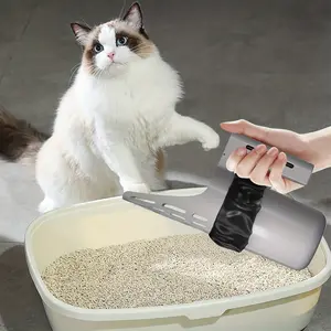 Cat Litter Scoop with One Click Close, Large Capacity Pet Waste Scoop for Cats/small Dogs, Garbage Bag Friendly, Odor Control, Litterbox