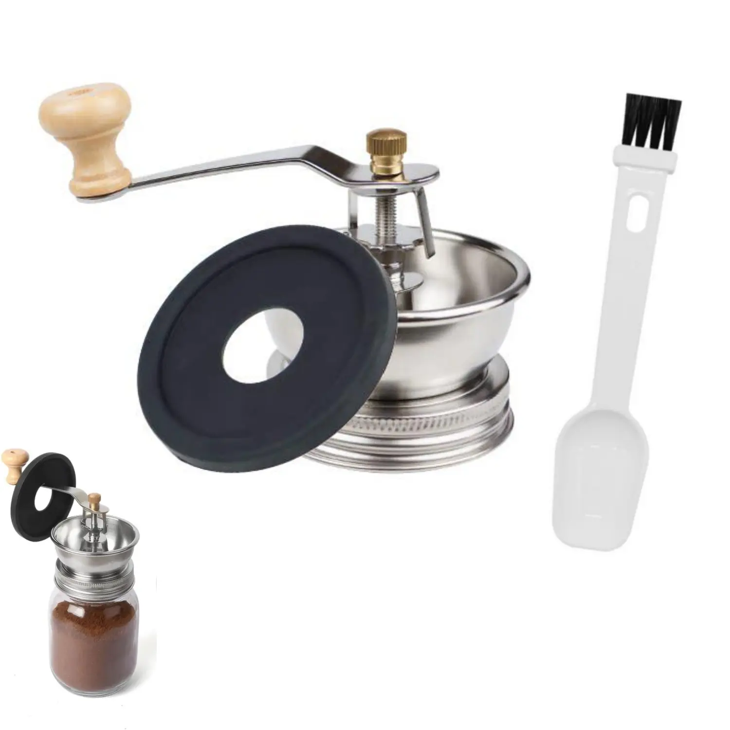 Mason Jar Coffee Grinder, Manual Coffee Grinder Lid Attachment for Wide Mouth Mason Jars, Stainless Steel Mason Jar Lid and Ceramic Burr,Ideal for Camping & Home Barista - Home Improvement.