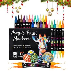 Acrylic Paint Marker Pen Set, 24/48/72 Colors Quick Drying Paint Marker Pen, DIY Painting Supplies for Rock Painting, Ceramic, Wood, Plastic, Acrylic Drawing Markers, Paint Pens Set，Christmas Gift