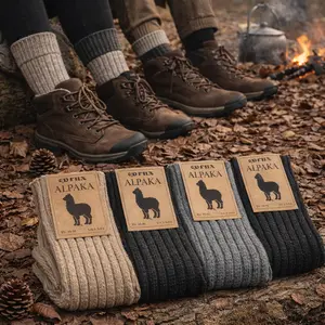 Alpaca Wool Thermal Winter Socks, Thin Unisex Cold Weather Socks, 2-Pair & 4-Pair