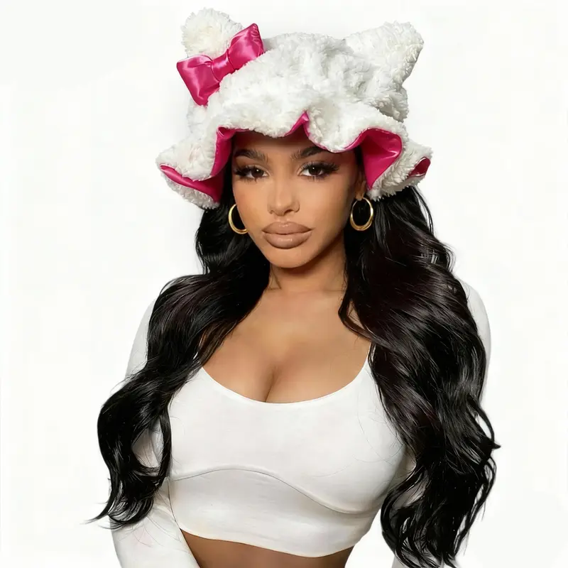 Luxury Satin Heatless Hair Care Sleep Cap - Adjustable Kitty Teddy Hat with Cute Ears, Anti-Frizz, Unscented, Durable, Folding, Curly Hair Friendly, Free Size for Daily Care, Halloween Use
