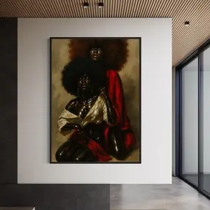 Unframed, Room Decor, Black Lesbian Love Art Print: Romantic Afro Couple