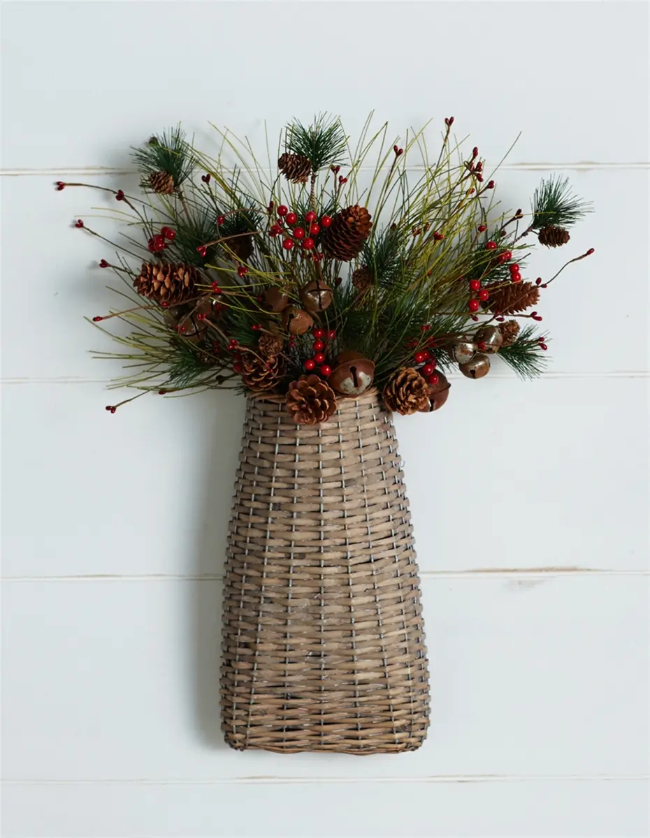 Melrose International 69387DS 7 in. Willow Wall Basket, Brown - Set of 6