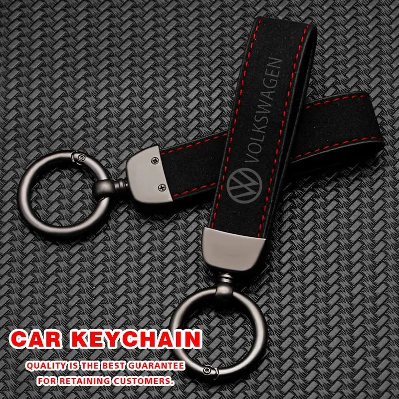 Premium Leather Car Keychain with Logo, Keychain For Car Keys, Fits Volkswagen Golf Tiguan Jetta Gti Transporter Passat Polo Touran Arteon, Auto Decoration Accessory Car Logo Keychains