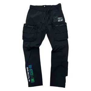 Rise Utility Nylon Cargo Pants - BLACK - 24182