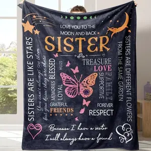 Soft Funny Throw Blanket Letter Pattern Blanket with Storage Bag, 1 Count Soft Comfortable Throw Blanket, Warm Napping Blanket for Home Office Travel Camping