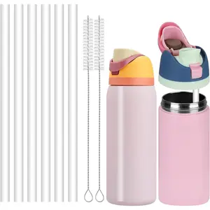 Replacement Straw for  Water Bottle 24 oz 32 oz, 6 count  0.4in Plastic Straws With 2 count Cleaner Brush Compatible With  Water Bottle Travel Tumbler Accessories Part