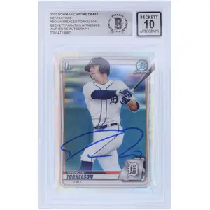 Spencer Torkelson Detroit Tigers Autographed 2020 Bowman Draft Chrome MLB Refractors #BD-121 Beckett Fanatics Witnessed Authenticated 10 Card - Fanatics Authentic Certified