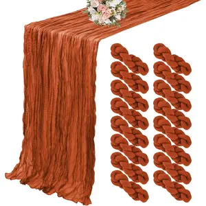 16 Pack Cheesecloth 35 x 120 inch Long Boho Cheese Cloth Gauze Table Semi Sheer 10FT for Wedding, Bridal Shower, Birthday, Table (Terracotta)