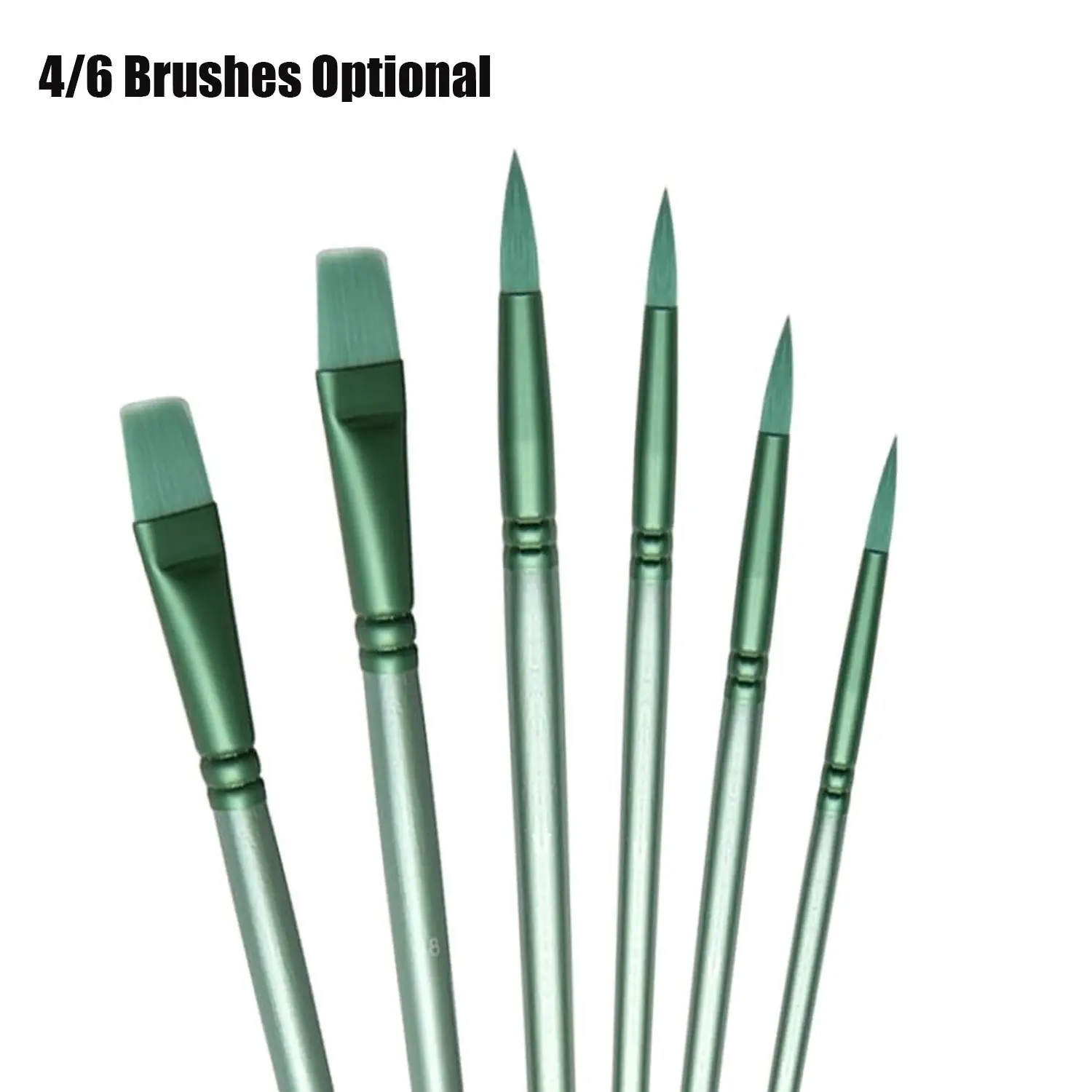 4/6 pcs Nylon Hair Watercolor Brush Pointed Round Flat Head Beginner's Art Student Hand Drawn Watercolor Painting Set Watercolor Painting Supplies Art Drawing Supplies Art Materials Art Supply