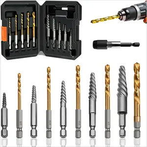 11Pcs Screw Extractor Set, Left Hand Drill Bit and Bolt Extractor Kit Easy to Remove Stripped Broken Damaged Screw Bolt and Nut Out, Reverse Drill Bit Extractor Set with Sturdy Case