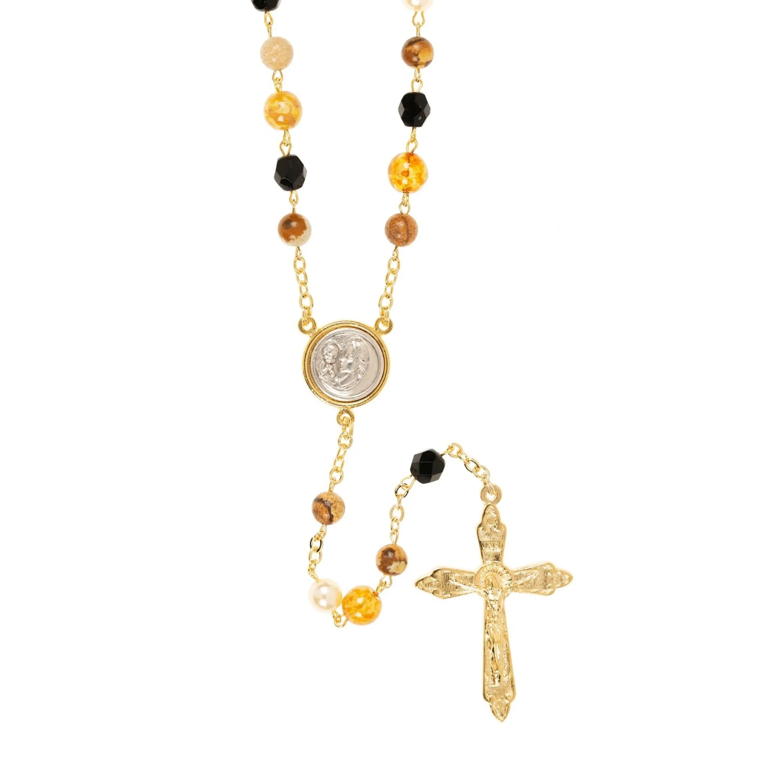 Jasper & Bohemian Glass Rosary, Handmade in Italy, Custom Design priest charm