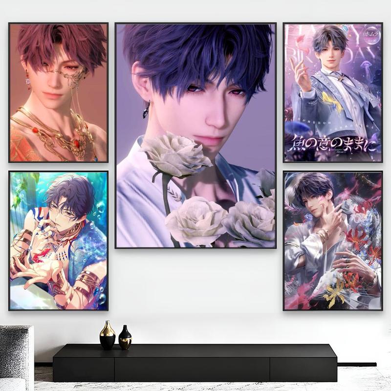 R-Rafayel Love And D-Deepspace Poster Sticky Wall Art Printing Waterproof Modern Aesthetic Home Living Bedroom Decor Trendy Room Decoration Gift Durable High Quality