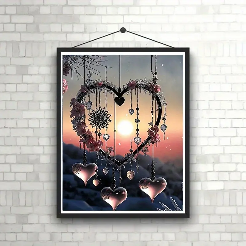 1 piece of 11.8x15.7-inch 5D DIY diamond painting, beautiful Heart pattern, embroidery kit, all rhinestone diamond painting, handmade home decoration gift, Wall Art Painting, Crafts