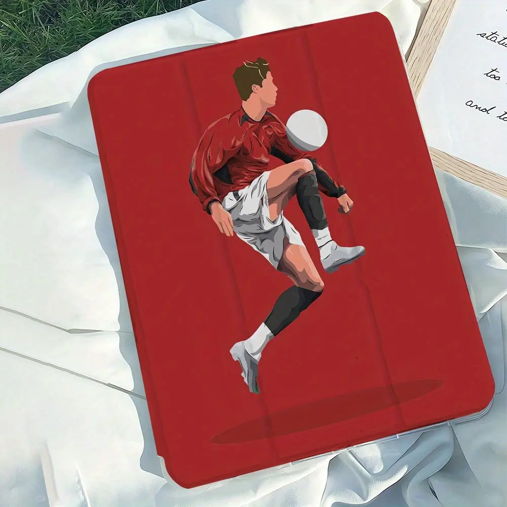 Football Star Style Lightweight Foldable TPU Protective Tablet Cover - Durable Paper Cut-Out Design, Vibrant Patterns, Accessory for Various Models of Multiple iPads (9.7in 2018, 9th Gen 10.2in, 10.9in, Air 4, Pro 11in/12.9in), Sports Fan Tech Gift