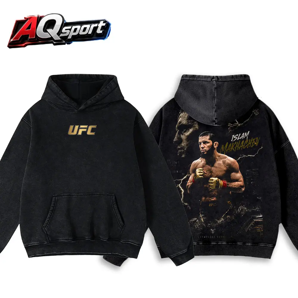 [AQSport] Islam Makhachev UFC Graphic T-Shirt and Hoodie, Dagestani MMA Fighter Tee, Vintage Combat Sports Shirt, Oversized Fight Night Streetwear, Gift for Martial Arts Fans