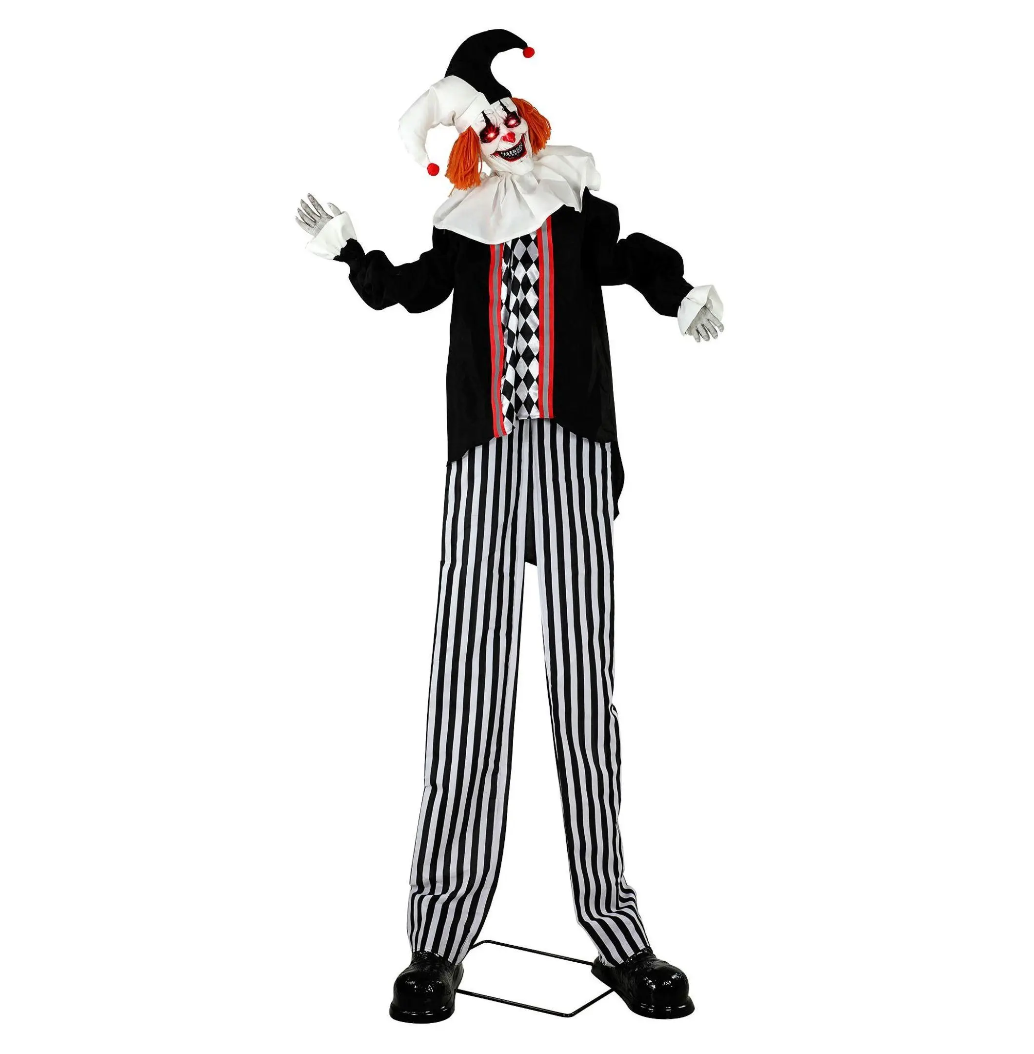 Animated Clown Halloween Decoration, 106" Tall Sound & Touch Activated, Light Up Eyes, Creepy Prop for Halloween Indoor/Outdoor Decor Multi-colored