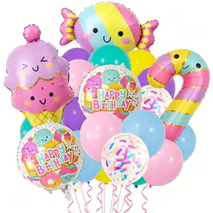 26pcs Cute Candy Ice Cream Theme Balloon Set, Perfect for Kids Birthday Parties, Summer Events, Home Decor, Ice Cream Shop Decoration