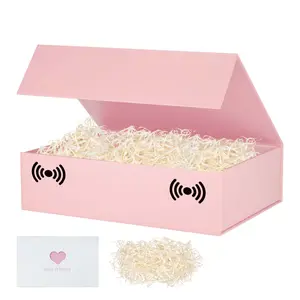 Pink Gift Box,10.7'x7'x2.8' Gift Box with Lid for Presents, Magnetic Shirt Gift Boxes for Clothes