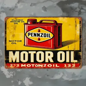 Vintage Pennzoil Motor Oil Sign, Retro Metal Sign, Rustic Design, Wall Decor for Home, Bar, Cafe, Garage, Man Cave, Room Decor, Home Decor