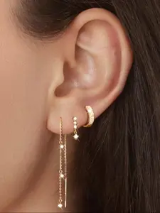 3 Pcs Star Earrings Set, Dangle Hoop & Studs Stack Design, Fashionable for All Occasions, Elegant and Stylish Jewelry