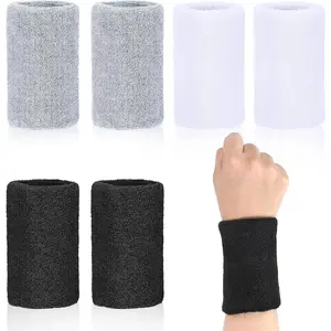 6Pcs Sports Wrist Sweatbands for Women Men Tennis Wristbands Sweat Wrist Band Cotton Sweatbands for Tennis, Basketball, Running, Gym, Working Out