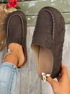 Women's Casual Suede Moccasin Slippers, Slip on Mules, Comfortable Lightweight Flat Shoes, Ideal for Daily Commute and Weekend Wear