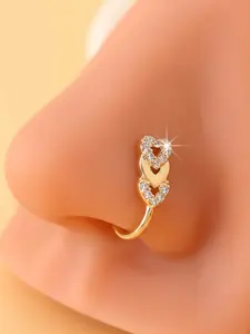 Women's Elegant Rhinestone Heart Nose Ring, Adjustable No Piercing Design, Perfect Gift for Women & Girls, Daily Wear Jewelry