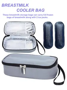 Portable Breastmilk Storage Bag with 2 Ice Packs, Small Fashion Insulated Cooler Pouch, Leakproof Cooler Bag, Ideal for Commuting and Outdoor Travel