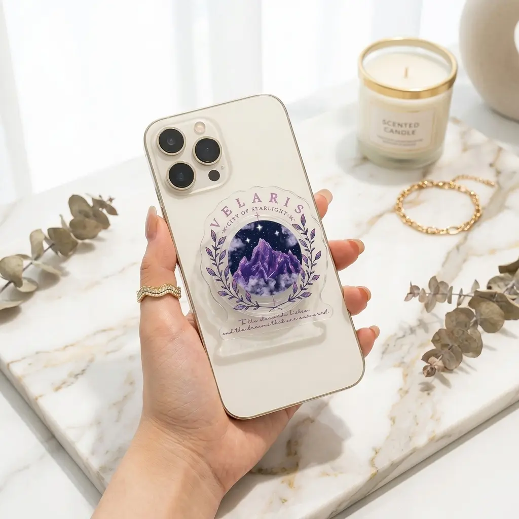 Velaris City of Starlight Phone Grip, Fantasy Romance Bookish Holder Stand, Night Court Reader Mobile Support, Cozy Galaxy Gift Case Accessory