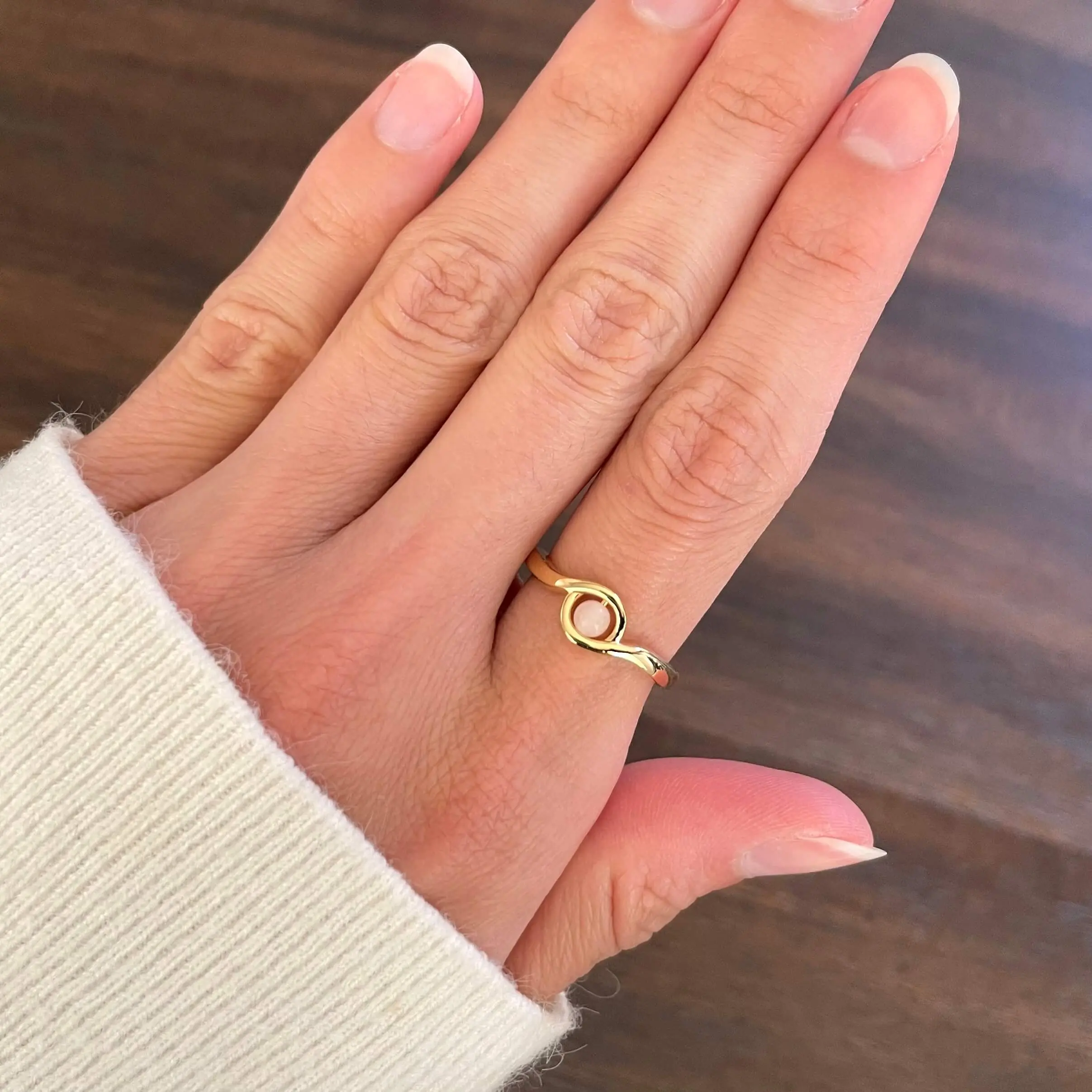 Serenity rose quartz fidget ring, worry ring, spinner ring, light pink gem